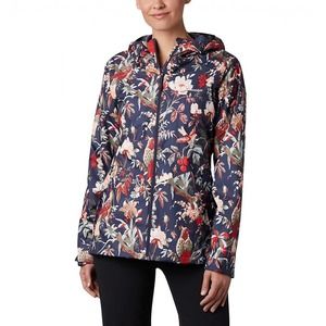 COLUMBIA | Inner Limits II 2 Bird Flower Print Navy Rain Jacket Size XS
